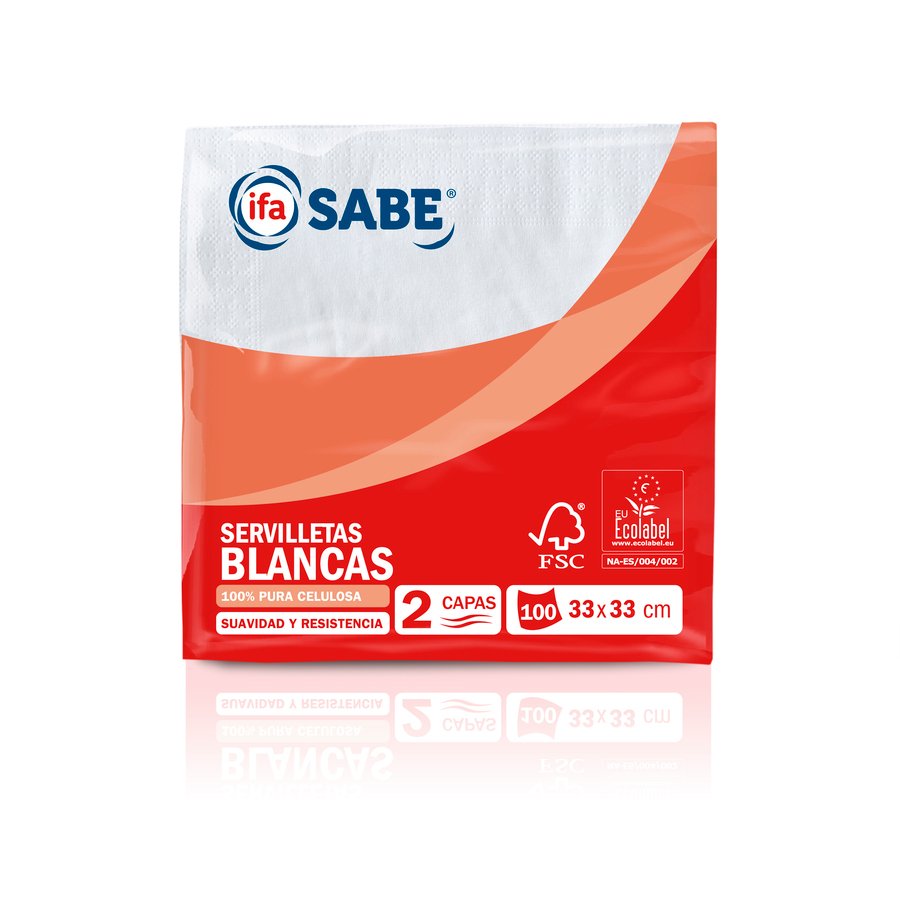 Servilletas blancas 33X33 2 capas IFA SABE 100 unidades