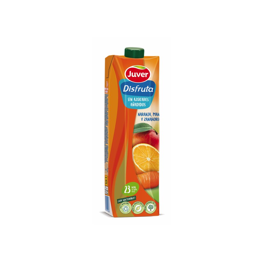 Néctar naranja-mango-zanahoria JUVER Disfruta sin azucar añadido brik 1 l