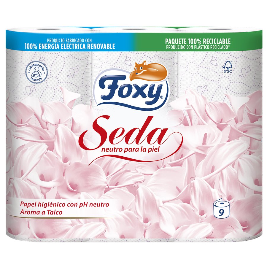 Papel higiénico FOXY Seda 3 capas pack 9 rollos