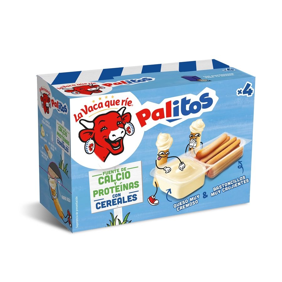 Queso fundido y palitos LA VACA QUE RIE 4x35 g