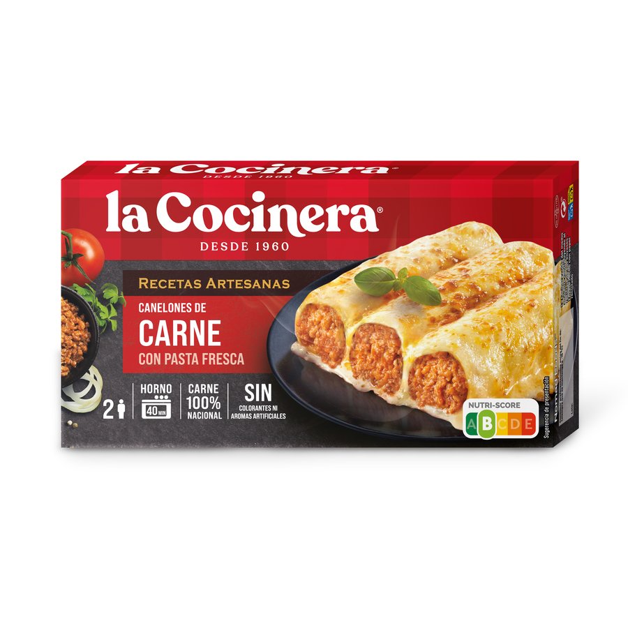 Canelones de carne congelados LA COCINERA estuche 500 g