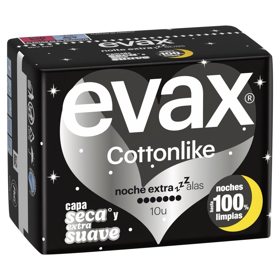 Compresas EVAX COTTONLIKE noche extra 10 unidades