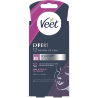 Bandas cera depilatoria facial VEET piel normal 12 unidades