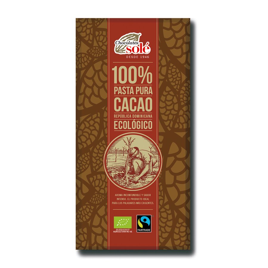 Chocolate negro SOLÉ ecológico 100% tableta 90 g