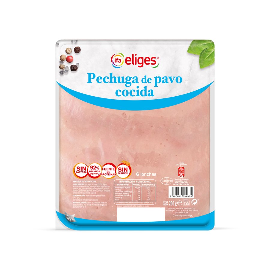 Pechuga de pavo cocida IFA ELIGES 92% lonchas 200 g