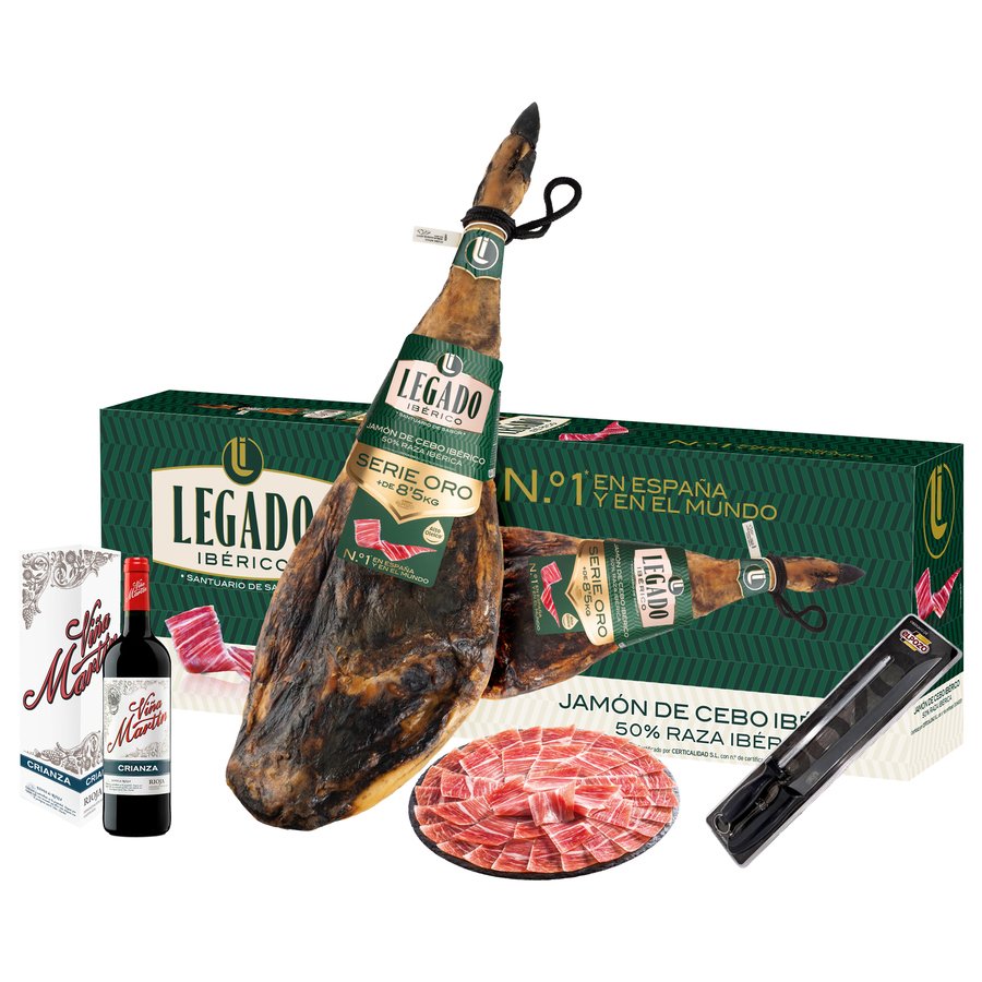 Jamón cebo 50% raza ibérica ELPOZO LEGADO + lote productos