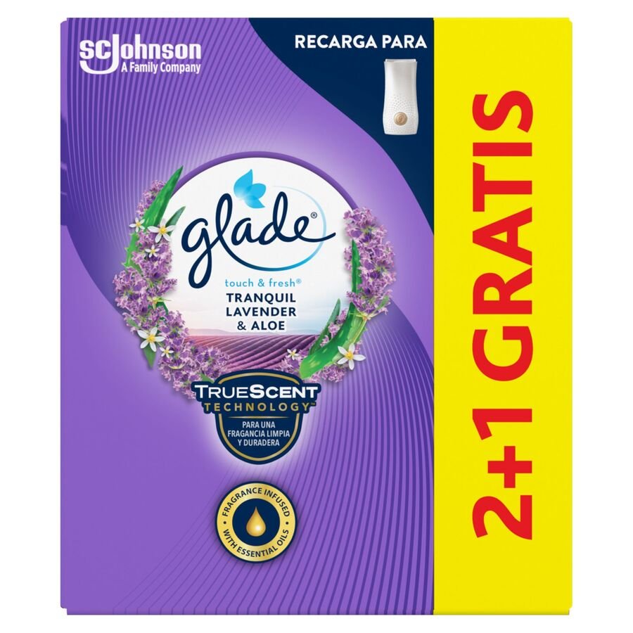 Ambientador GLADE Touch&Fresh lavanda recambio 2 unidades