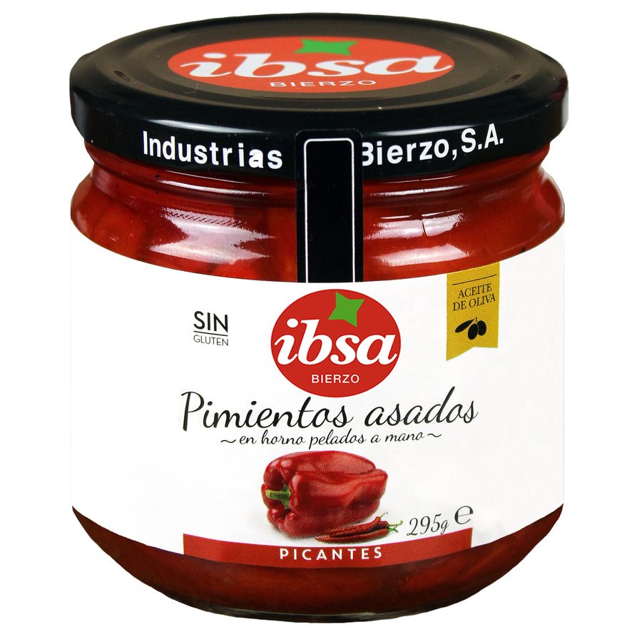 Pimientos asados picantes IBSA frasco 295 g pn.