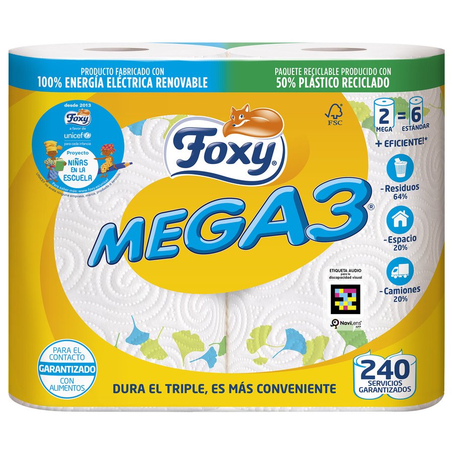 Papel de cocina FOXY mega 3  2=6 unidades