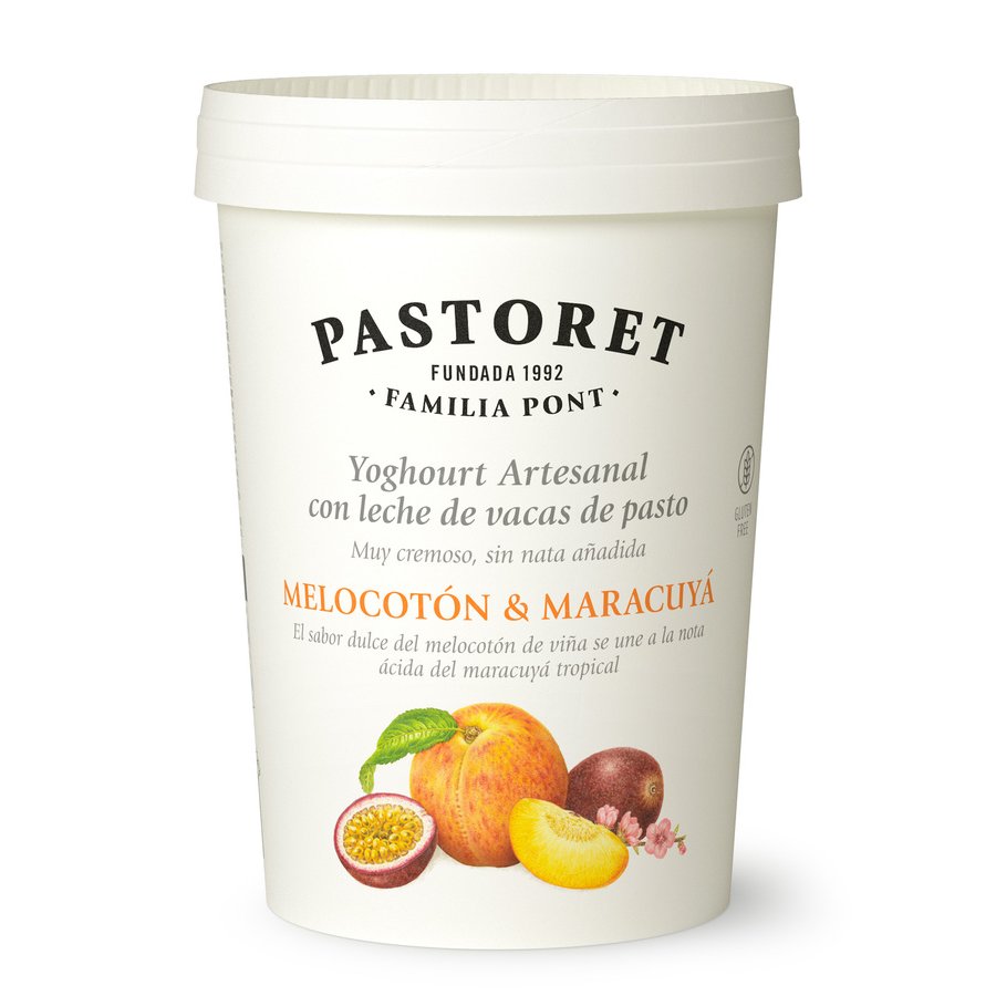 Yogur melocotón maracuya PASTORET tarrina 500 g