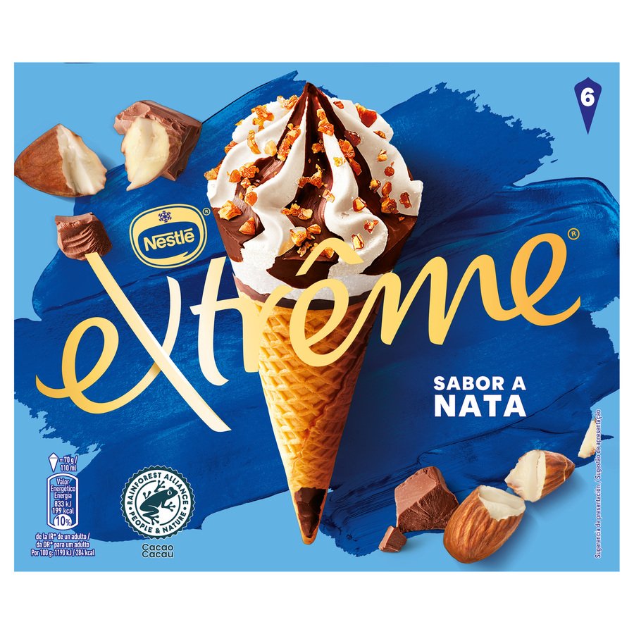 Helado cono NESTLE EXTREME nata 6 unidades 420 g