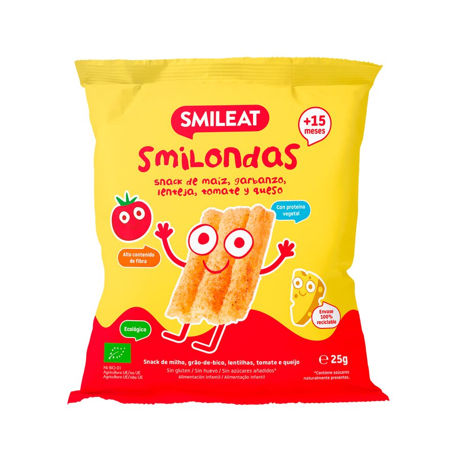 Snack infantil SMILEAT smilondas tomate/queso 25 g pn