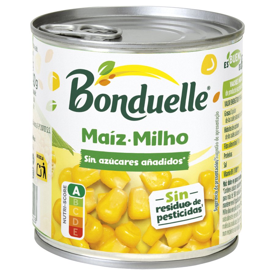 Maíz dulce en grano BONDUELLE sin azucares añadidos lata 285 g pne.
