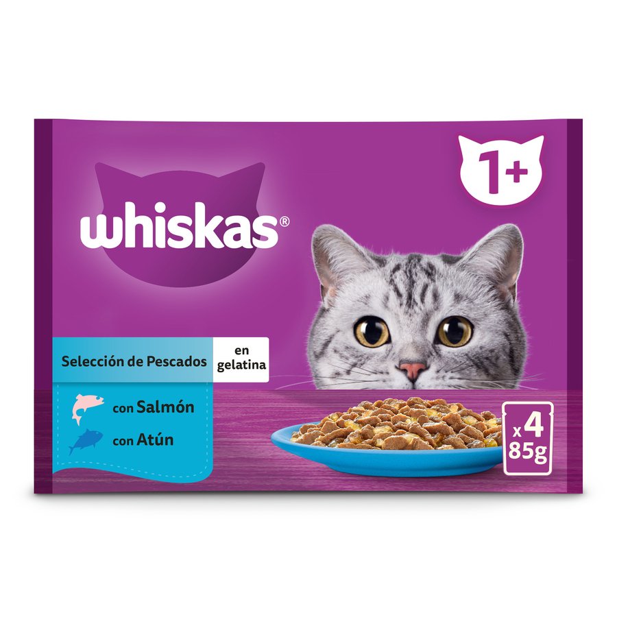 Alimento gato WHISKAS Selección Pescados gelatina 4x85 g