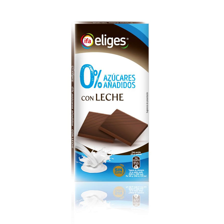 Chocolate con leche IFA ELIGES sin azúcar sin gluten tableta 100 g