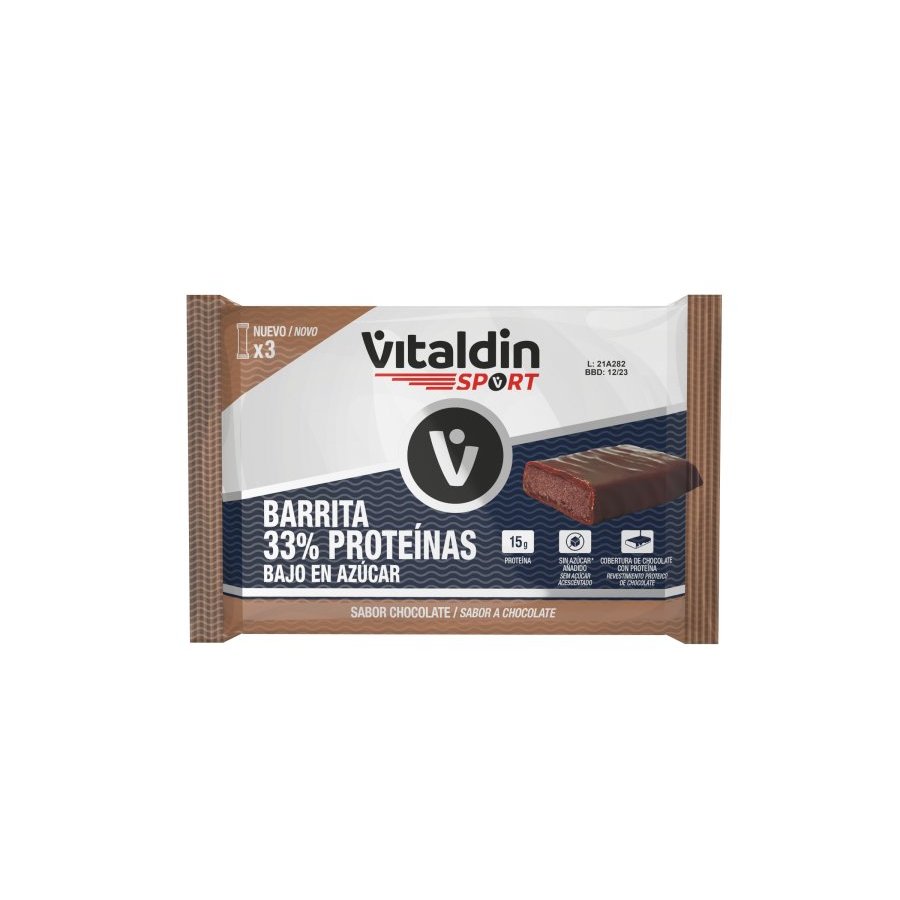Barrita 33% proteína VITALDIN chocolate 3 x 45 g