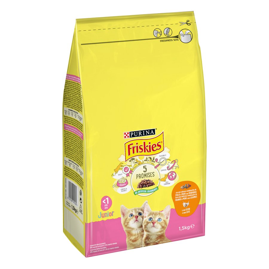 Alimento gato junior FRISKIES pollo, verduras y leche 1,5 kg