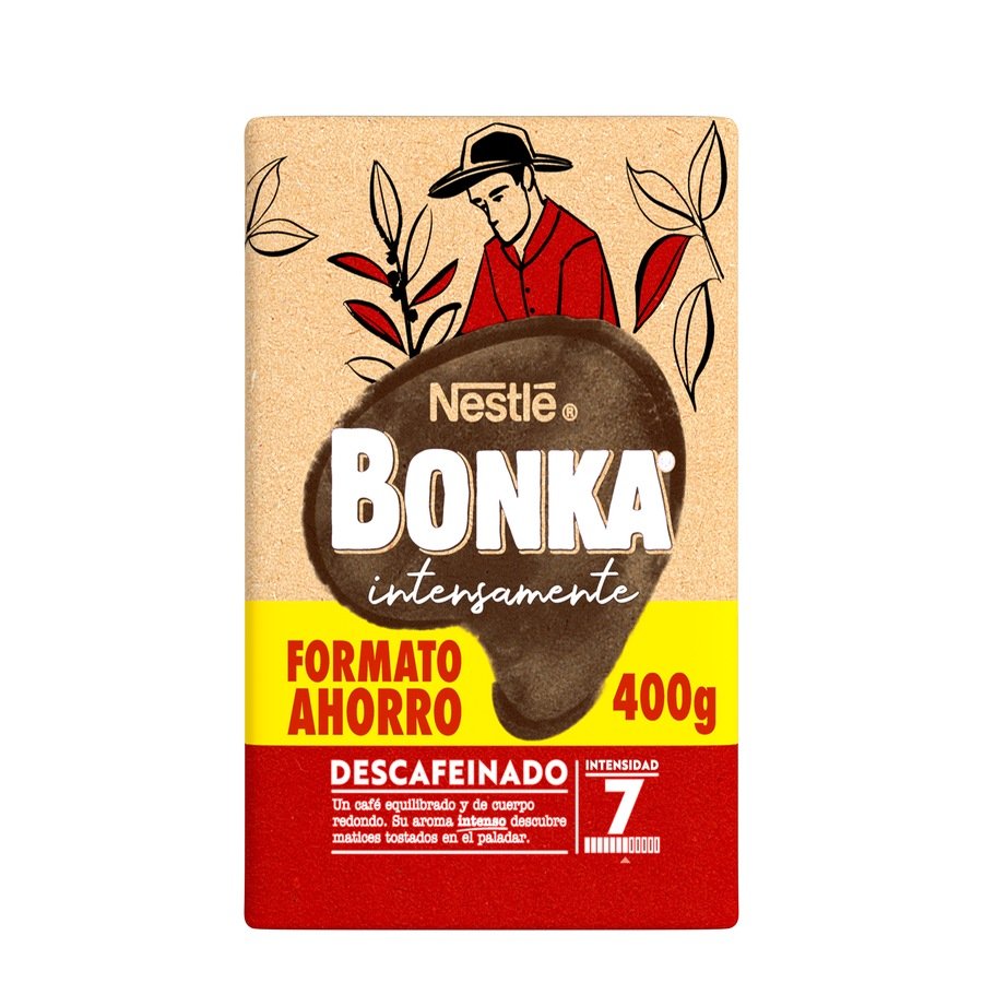 Café molido descafeinado natural BONKA paquete 400 g