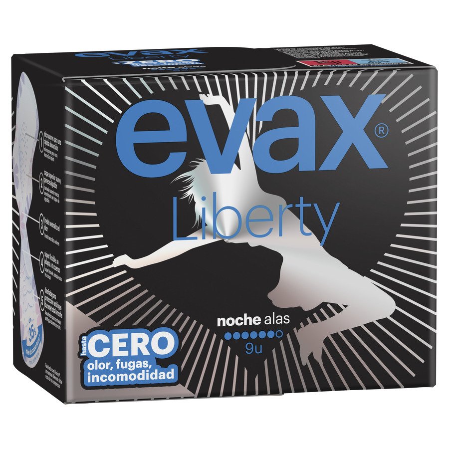 Imagen de Compresas EVAX Liberty noche alas 9 unidades