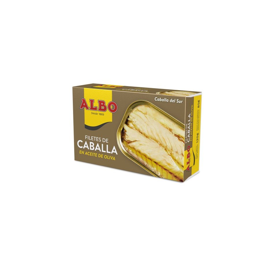 Filetes caballa en aceite de oliva ALBO 120 g pn.