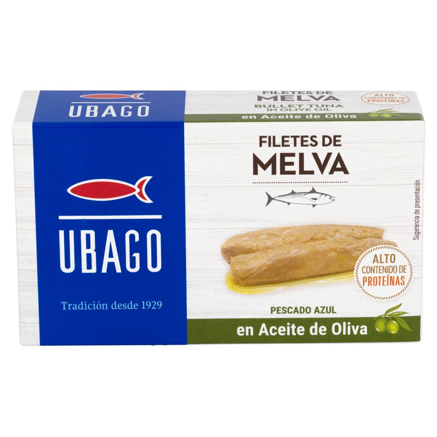 Filetes melva en aceite de oliva UBAGO 115 g pn