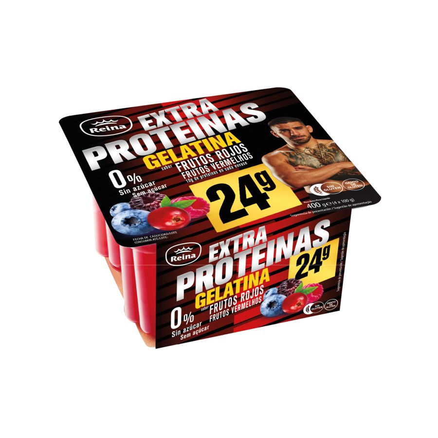 Gelatina frutos rojos REINA Proteina 4x100 g