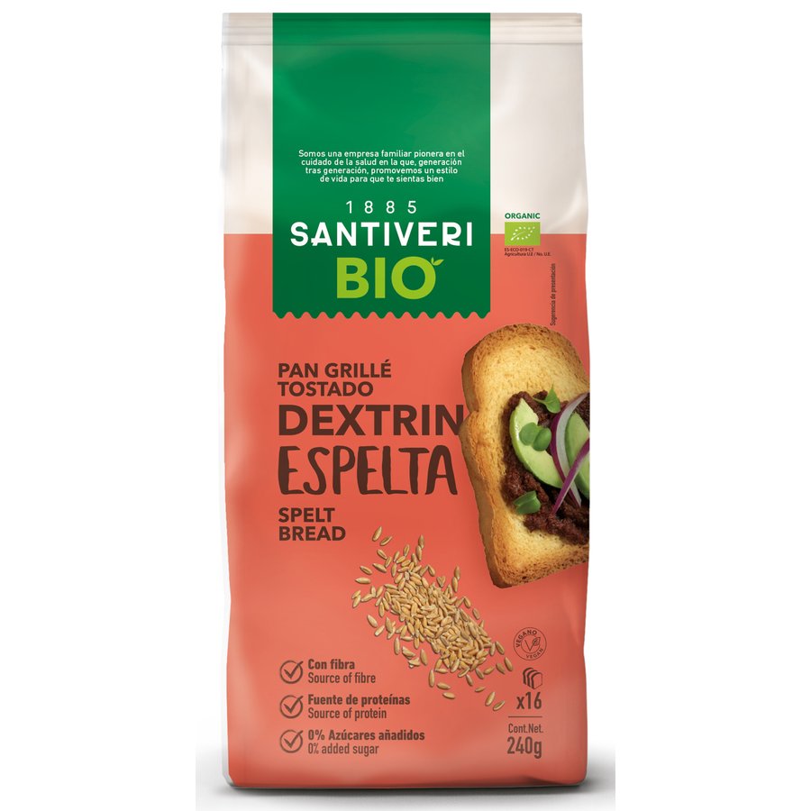 Pan tostado SANTIVERI Dextrín espelta Bio 16 rebanadas 240 g