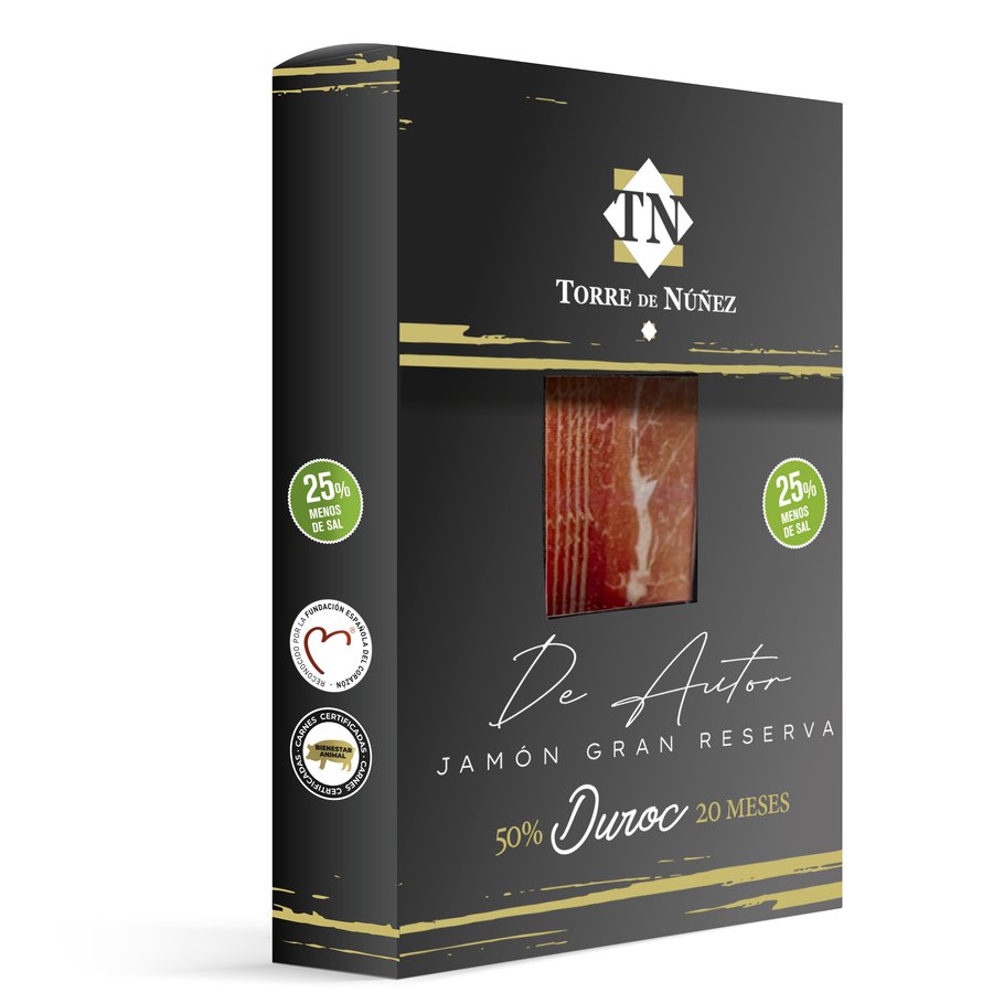 Jamón serrano TORRE DE NUÑEZ Gran Reserva duroc De Autor estuche 8x80 g
