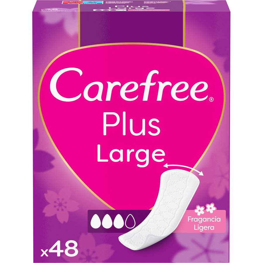 Protege slip CAREFREE Plus large fragancia ligera 48 unidades