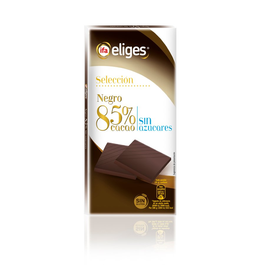 Chocolate negro IFA ELIGES 85% cacao sin azúcares tableta 100 g