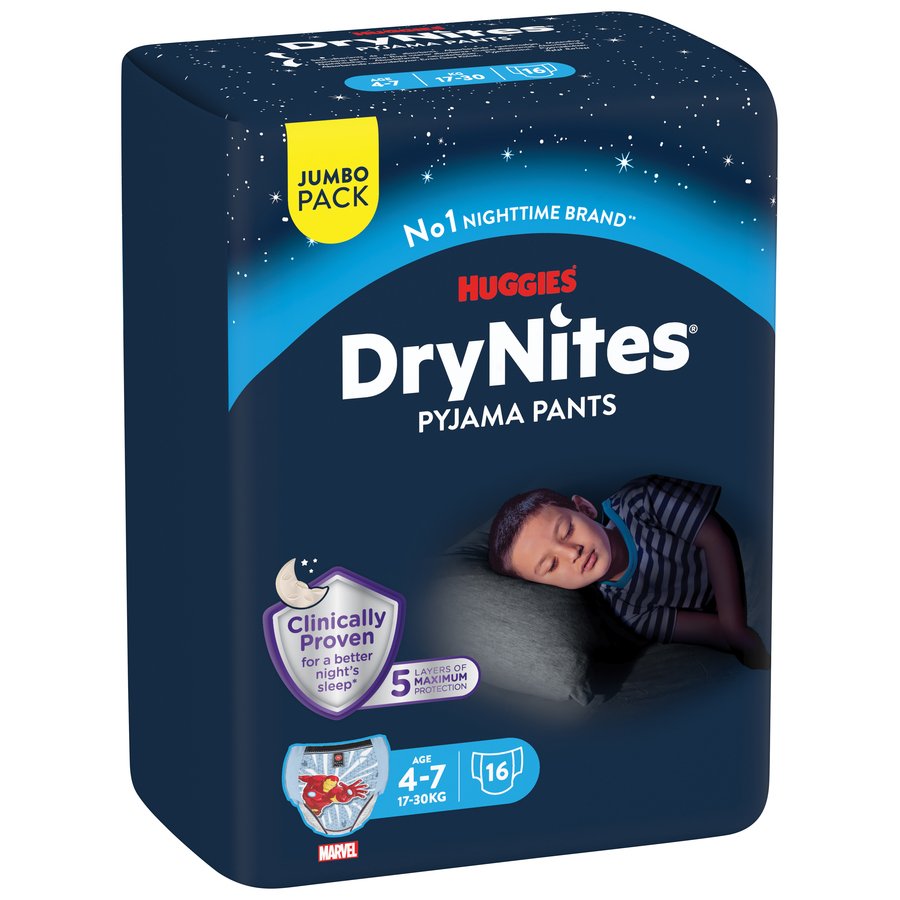 Pañal DRYNITES pyjama pants 4-7 años niño 16 unidades