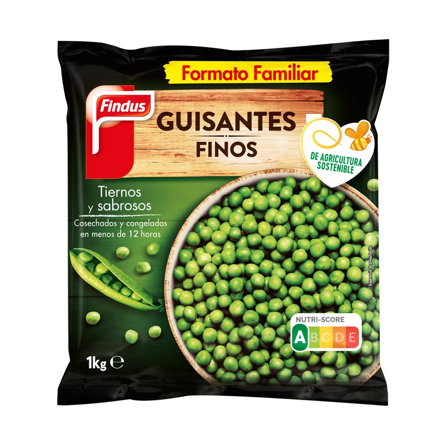 Guisantes congelados FINDUS bolsa 1 kg pn.