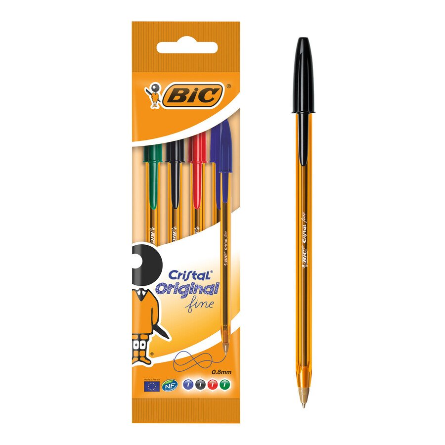 Bolígrafo BIC cristal fine surtido 4 unidades