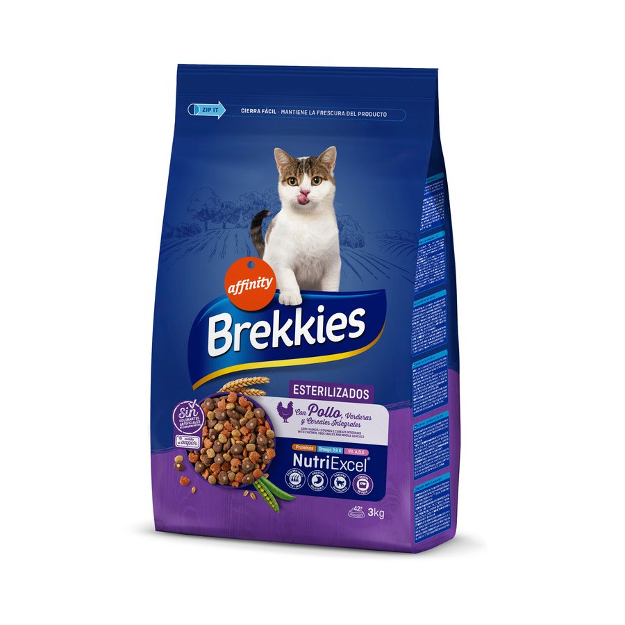 Alimento gato BREKKIES esterilizado pollo,verduras y cereales 3 kg