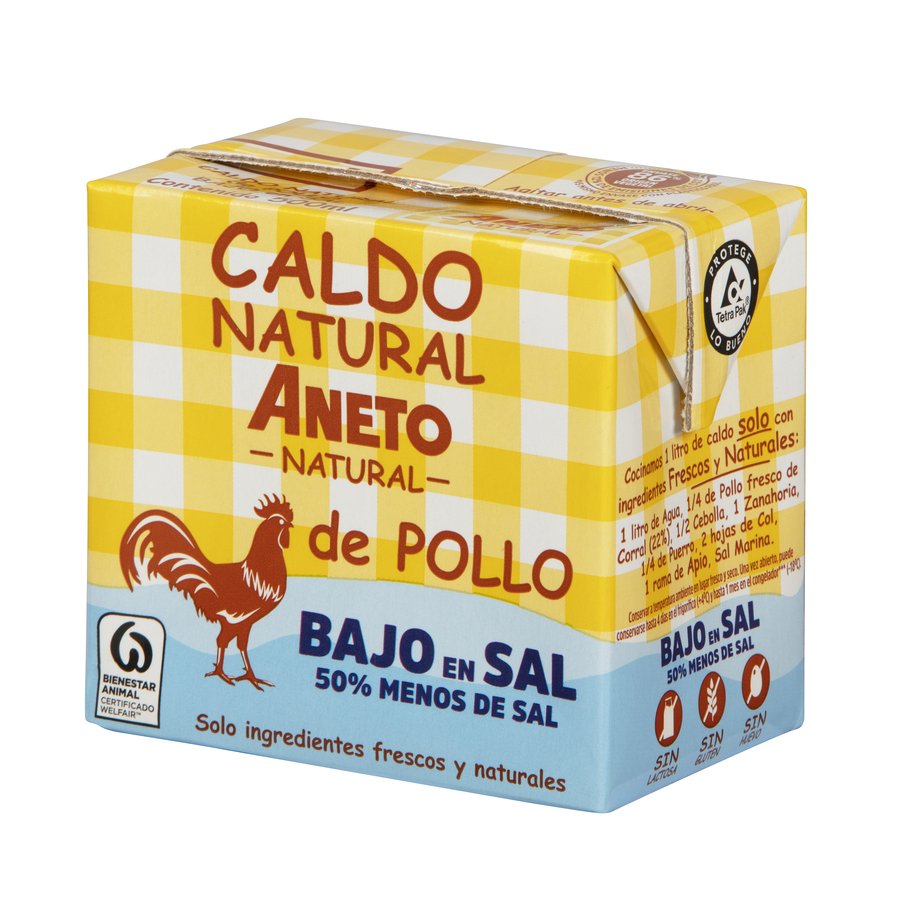 Caldo natural ANETO de pollo bajo sal 500 ml