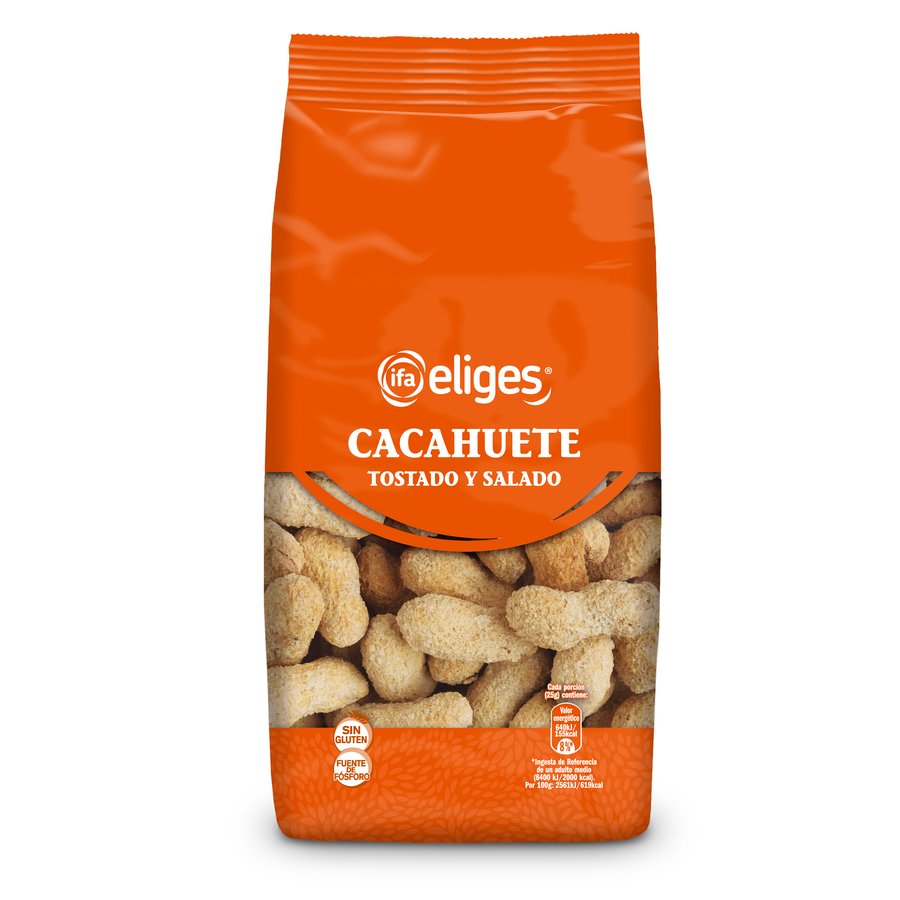 Cacahuete jumbo cáscara tostado con sal IFA ELIGES bolsa 250g