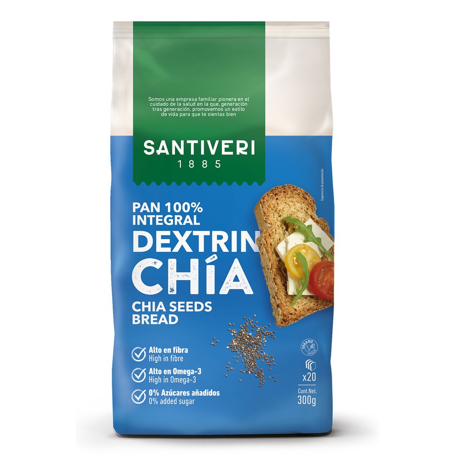 Pan tostado SANTIVERI Dextrín 100% integral chía 300 g