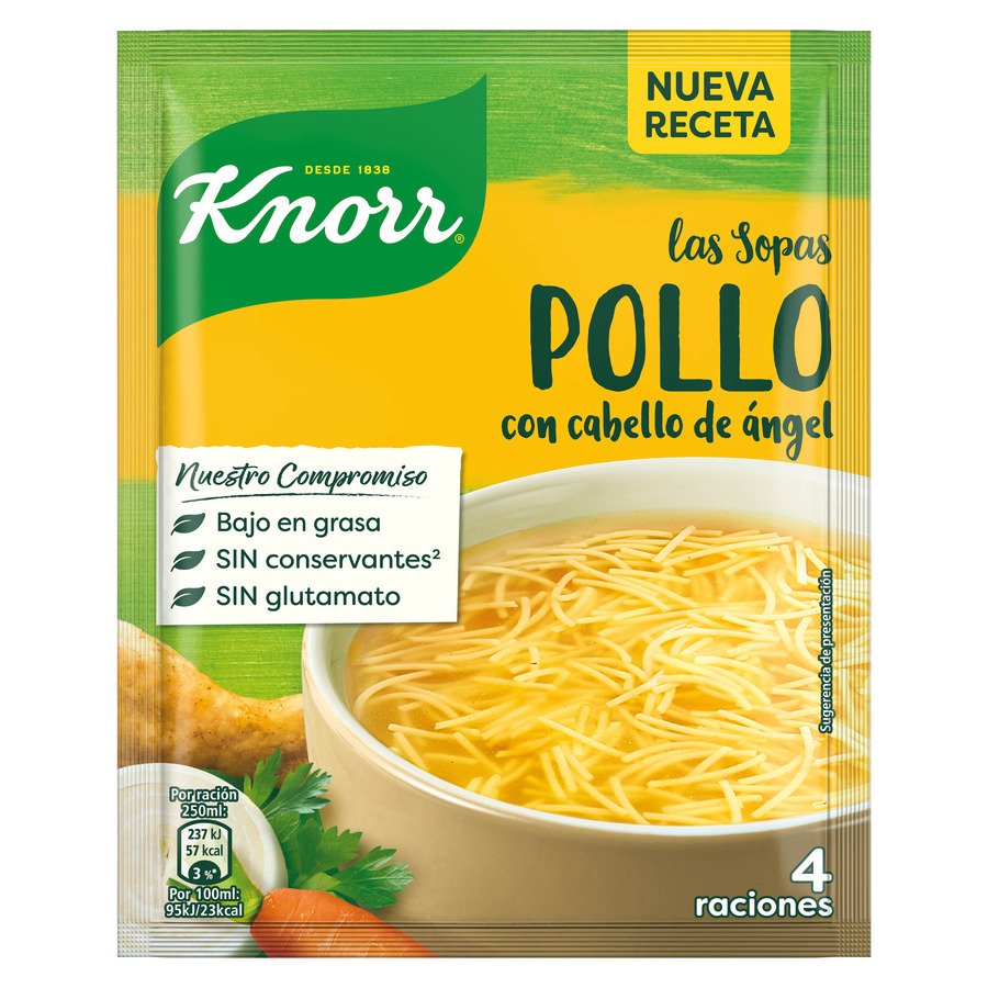Sopa pollo con cabello de angel KNORR sobre 68 g
