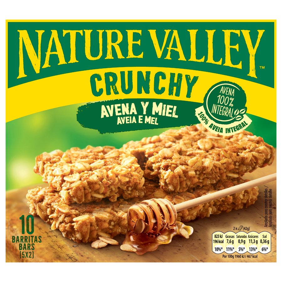 Barritas NATURE VALLEY Crunchy avena-miel 5 unidades 210 g