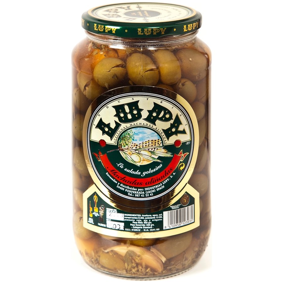 Aceituna aliñada LUPY machada tarro 550 g pne.