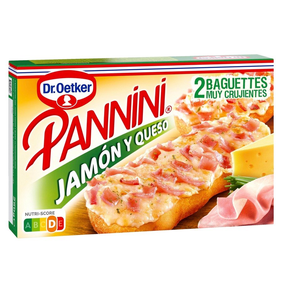 Panninis congelados DR.OETKER jamón y queso 250 g