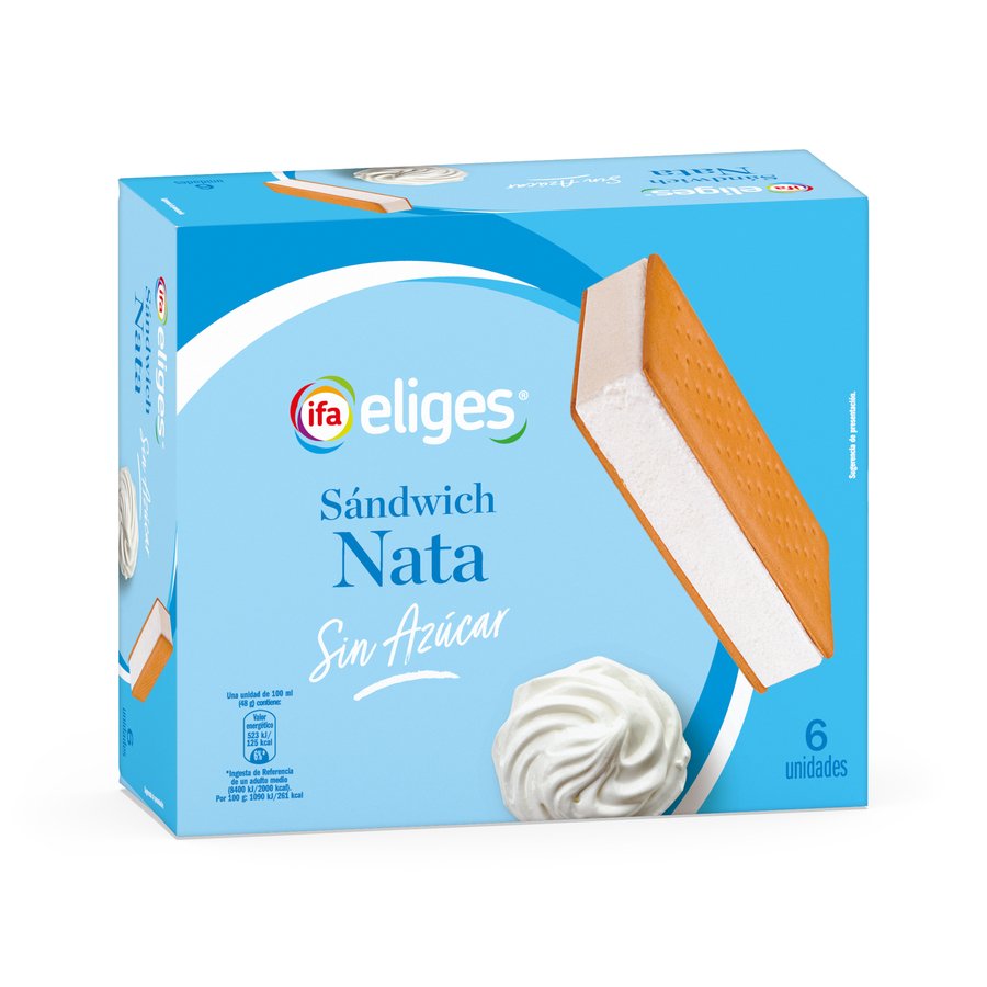 Helado sándwich nata sin azúcar añadido IFA ELIGES 288 g
