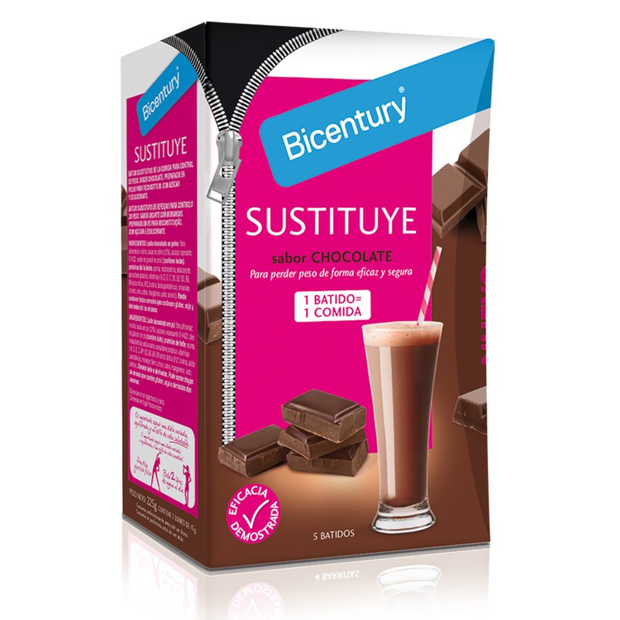 Batido polvo BICENTURY sustituye chocolate 5 unidades 225 g