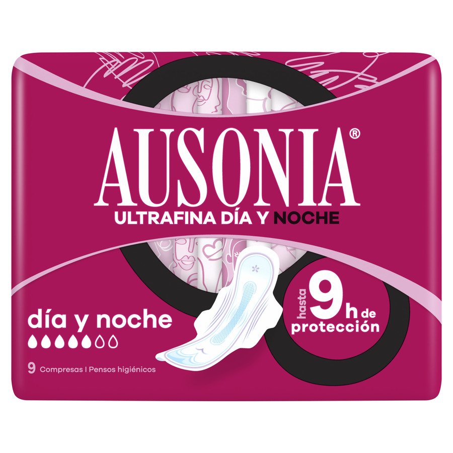 Compresa AUSONIA ultrafina alas noche 9 unidades
