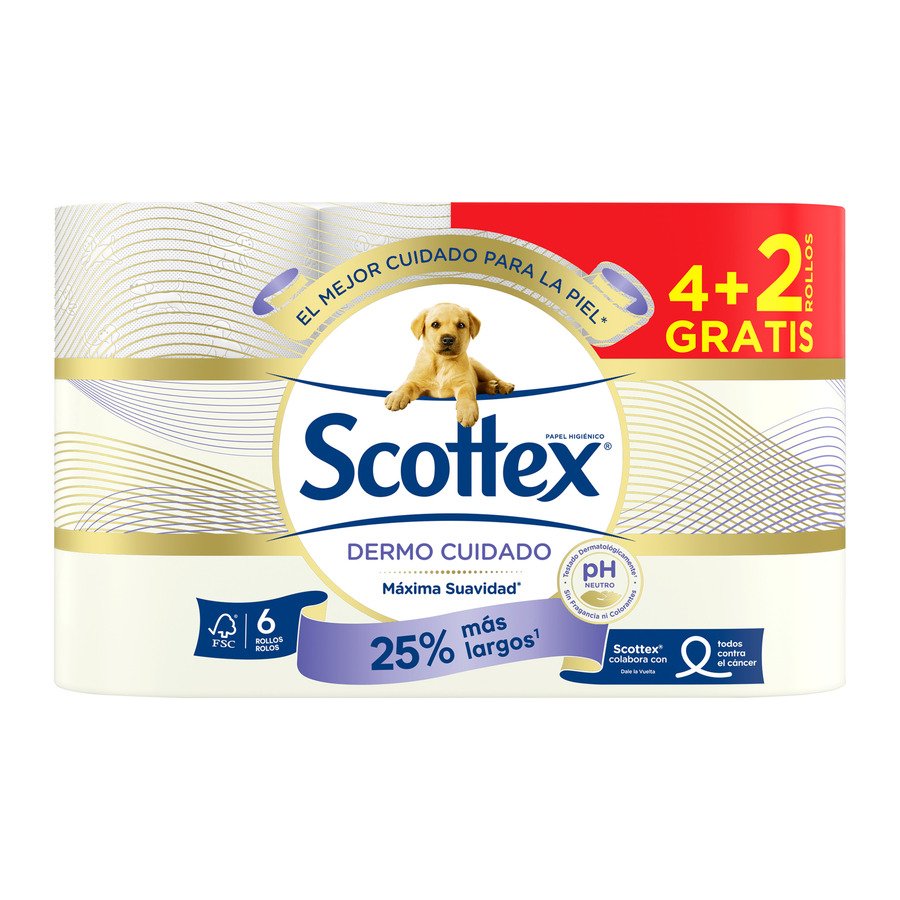 Papel higiénico SCOTTEX dermo 4+2 gratis