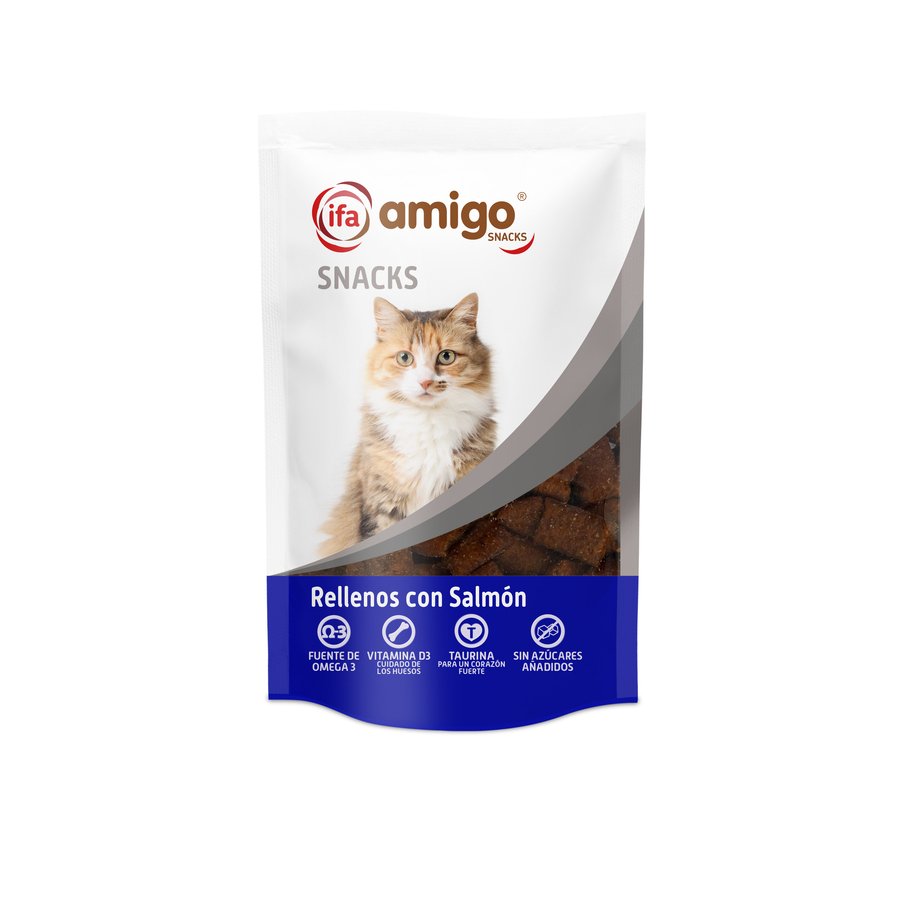 Snacks gato IFA AMIGO rellenos con salmón 70 g