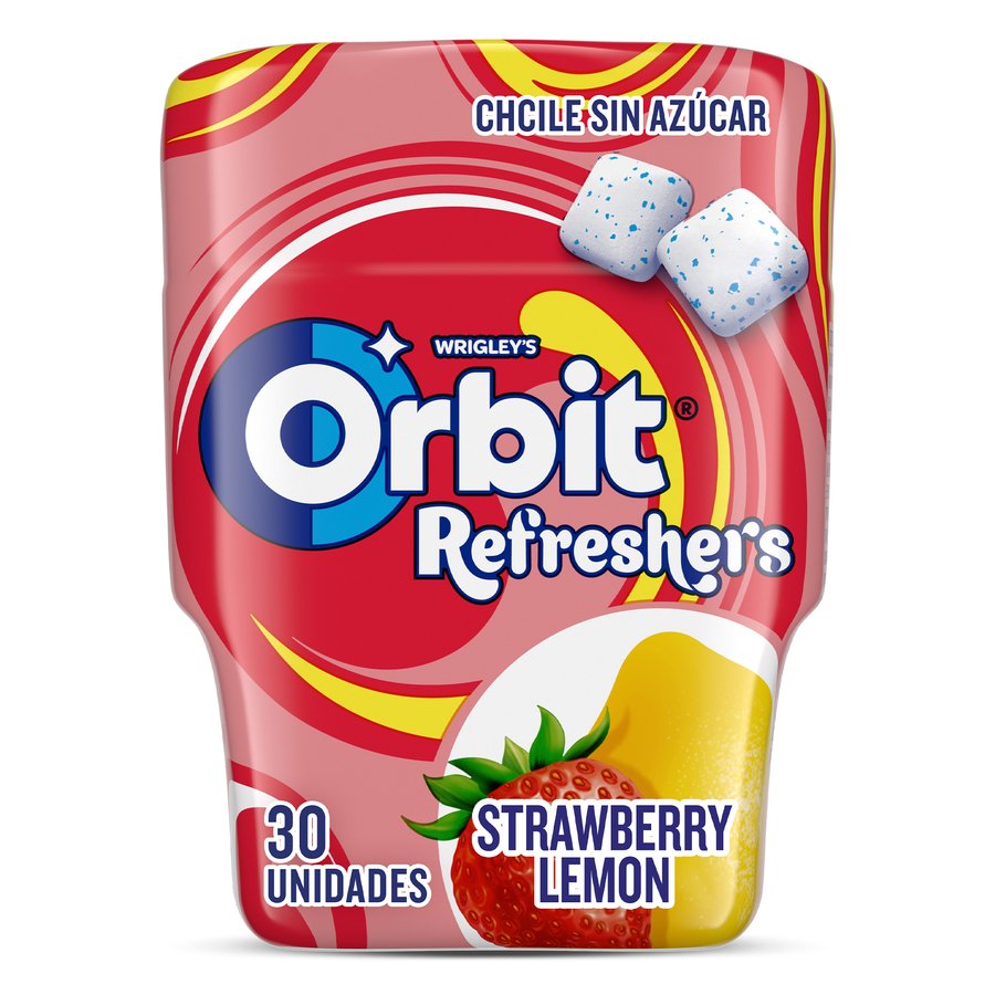 Chicle ORBIT Refreshers fresa-limón bote 67 g