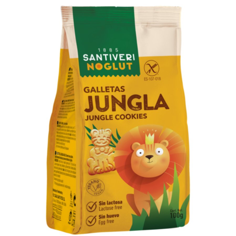 Galletas SANTIVERI NOGLUT Jungla sin gluten y sin lactosa 100 g