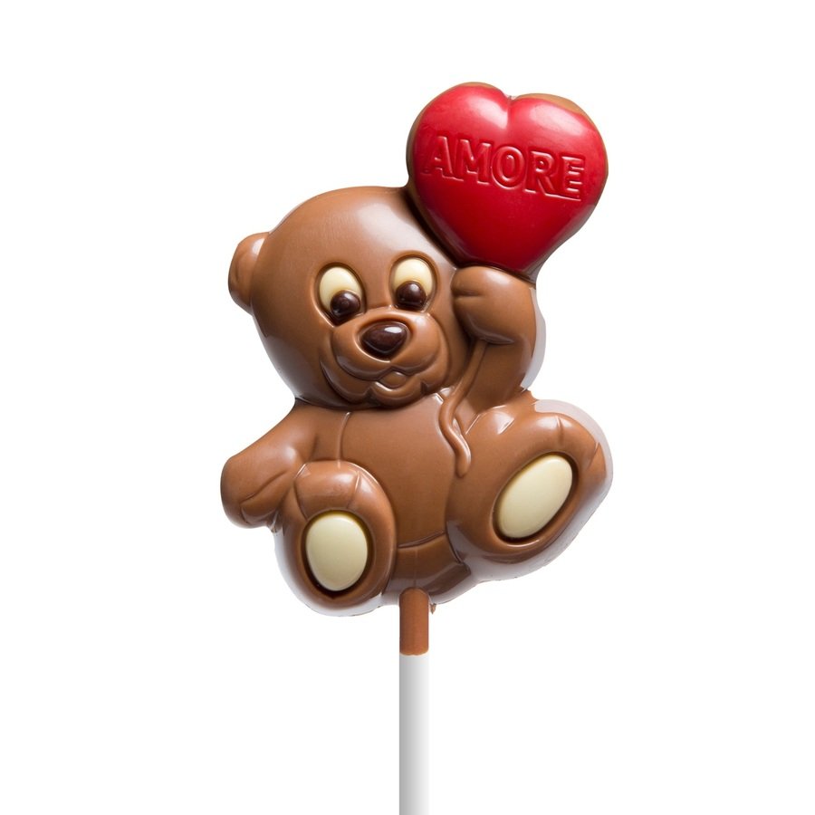 Piruleta de chocolate DEKORA osito con corazón 30 g