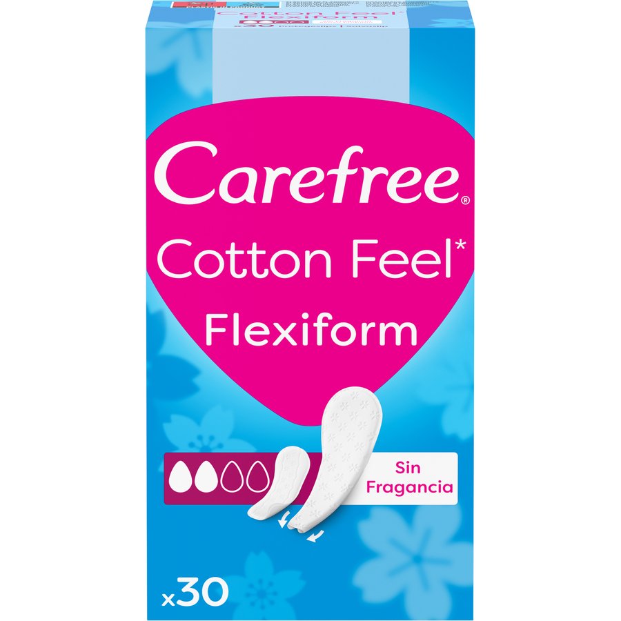 Protegeslip CAREFREE flexiform sin fragancia 30 unidades